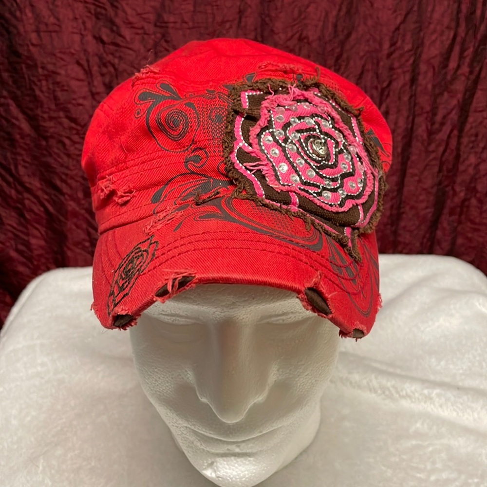 Flower Y2K style red hat